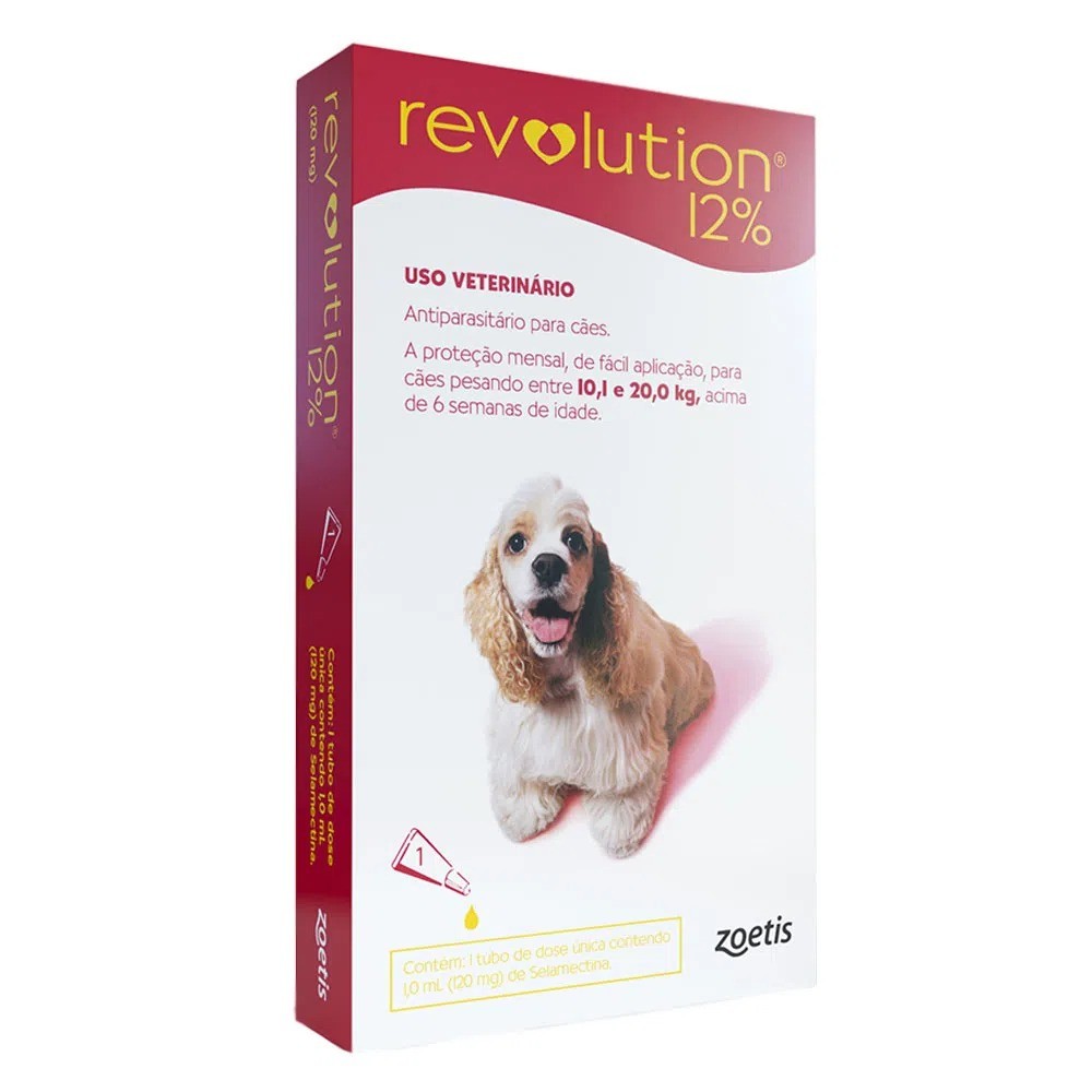 Antipulgas e Carrapatos Zoetis Revolution 12% para Cães de 10 a 20 Kg - 120 mg
