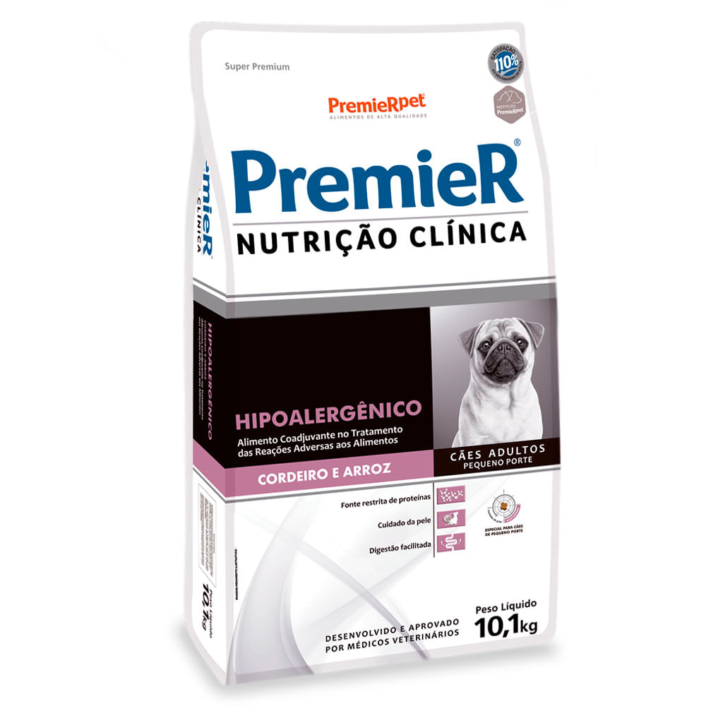 Ração Premier Nutrição Clínica Cães Hipoalergênico Pequeno Porte Cordeiro e Arroz