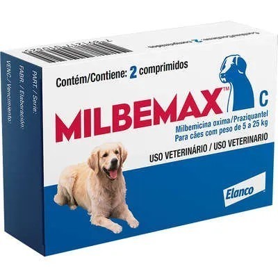 Vermífugo Milbemax C para Cães de 5 a 25 Kg - 2 Comprimidos