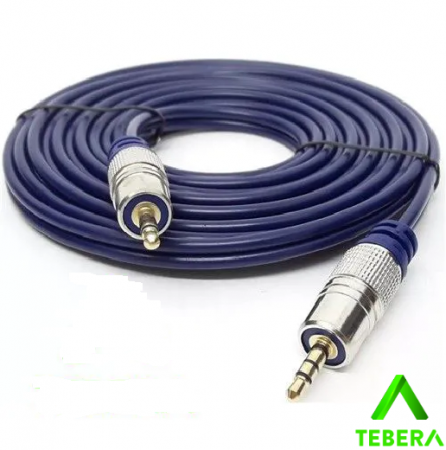 Cabo p2 stereo + p2 stereo metal profissional - cabo azul - 5m