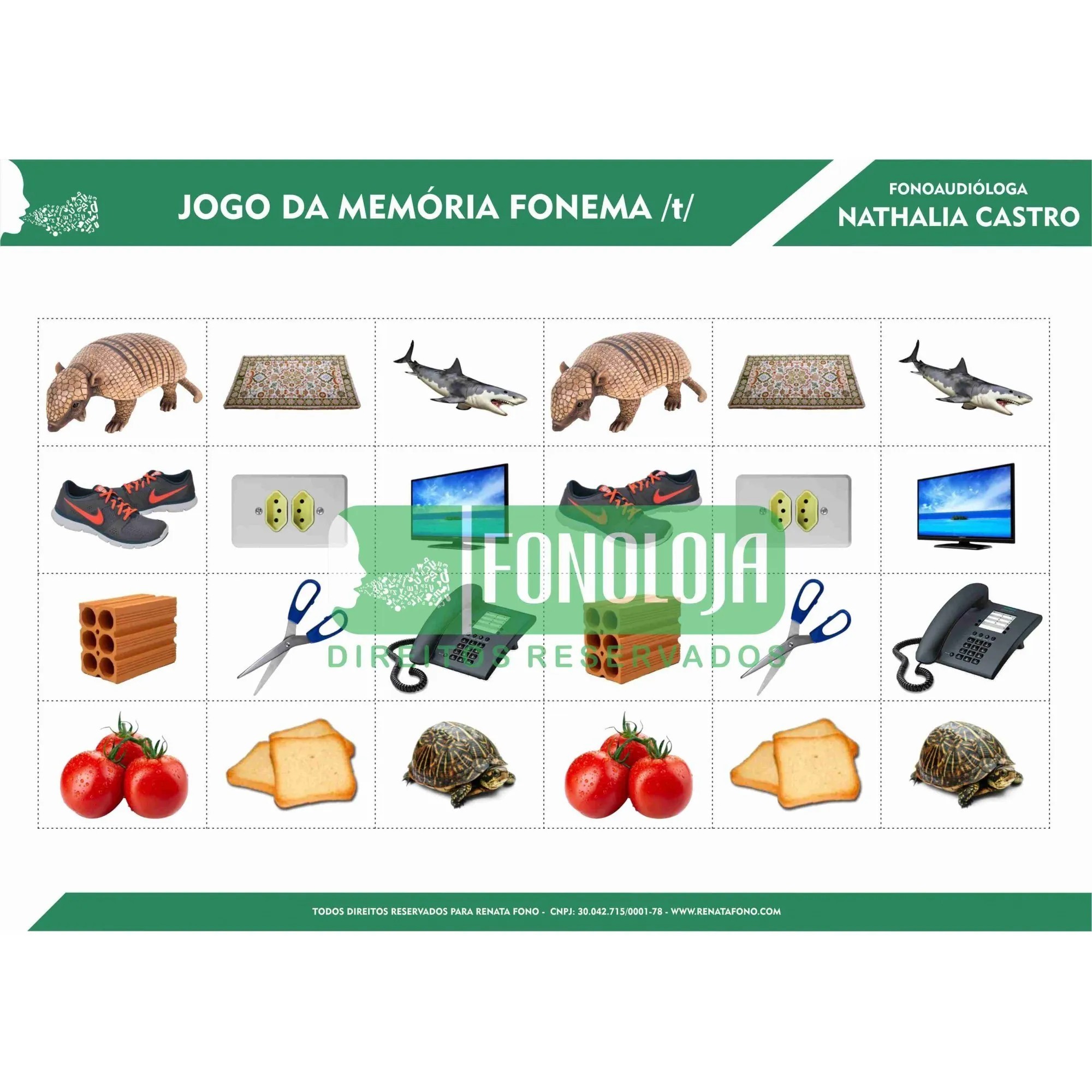KIT 01 - 06 PRANCHAS JOGOS DA MEMÓRIA FONEMAS PLOSIVOS - FORMATO DIGITAL