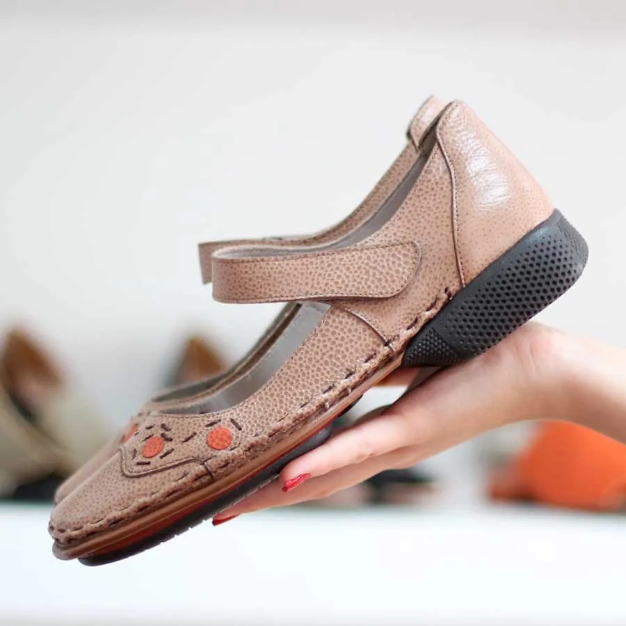 Sapato feminino Retrô Vintage Em Couro Legitimo CY0050