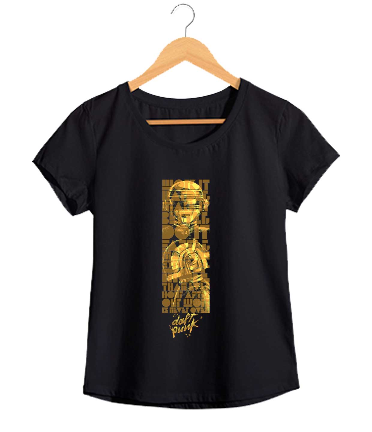 Camiseta Daft Punk - Gold - Feminino