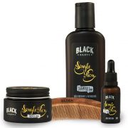 Kit Óleo + Balm + Pente + Shampoo para Barba Black Barts® Single Ron