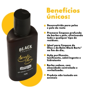 Kit + Bag Artesanal Exclusiva Com Shampoo + Óleo de Barba + Pente Madeira Curvo Black Barts® Single Ron