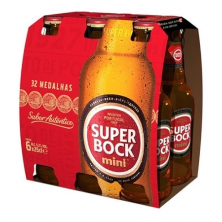 Pack Cerveja Portuguesa Super Bock Mini - 250ml 6 Unid.