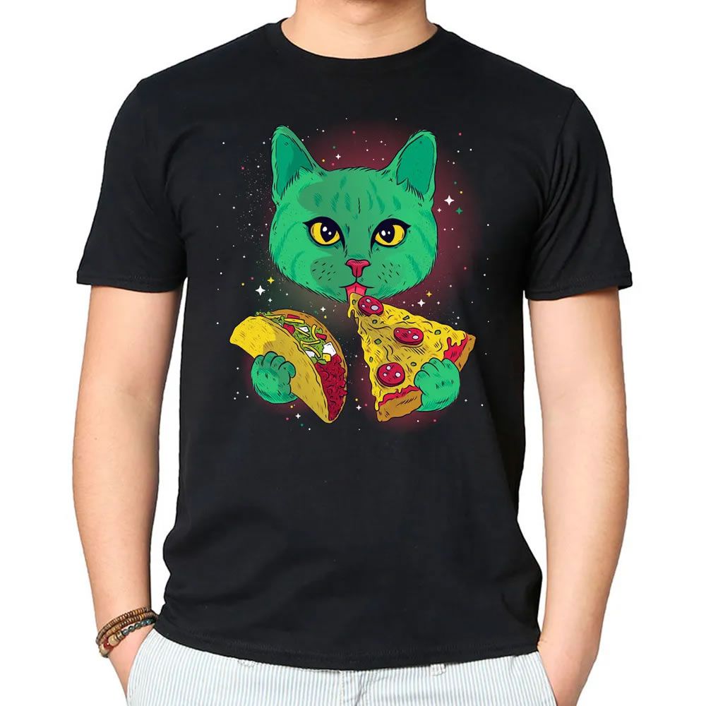 Camiseta Cosmic Cat Preta