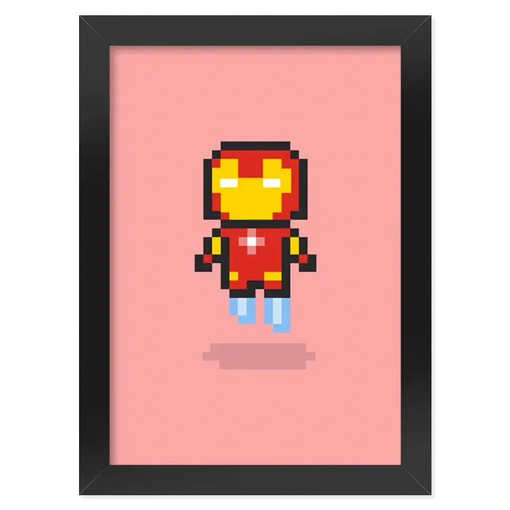 Poster com Moldura Iron Pixel Man