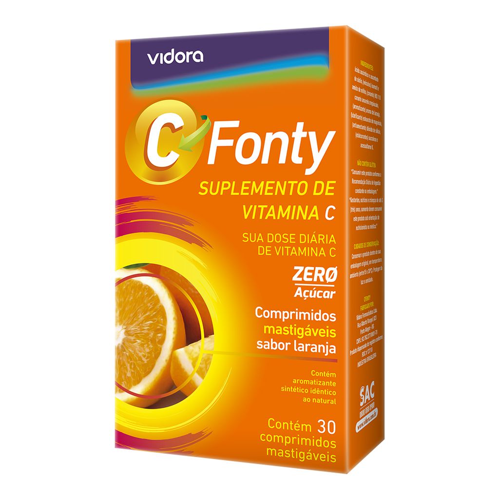 C Fonty Vitamina C 45mg 100% IDR 30 Cprs Mastigaveis