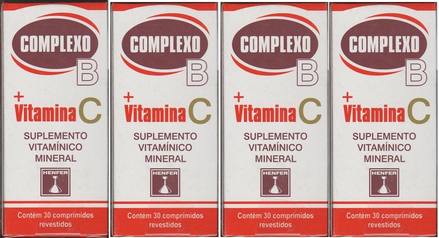 Complexo B+ Vitamina C Com 30 Drageas 4 unidades