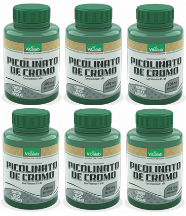 Picolinato De Cromo C/ Vitamina B1 B6 300mg 60 Capsulas 6uni
