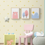 Trio quadro decorativo infantil Floresta rose