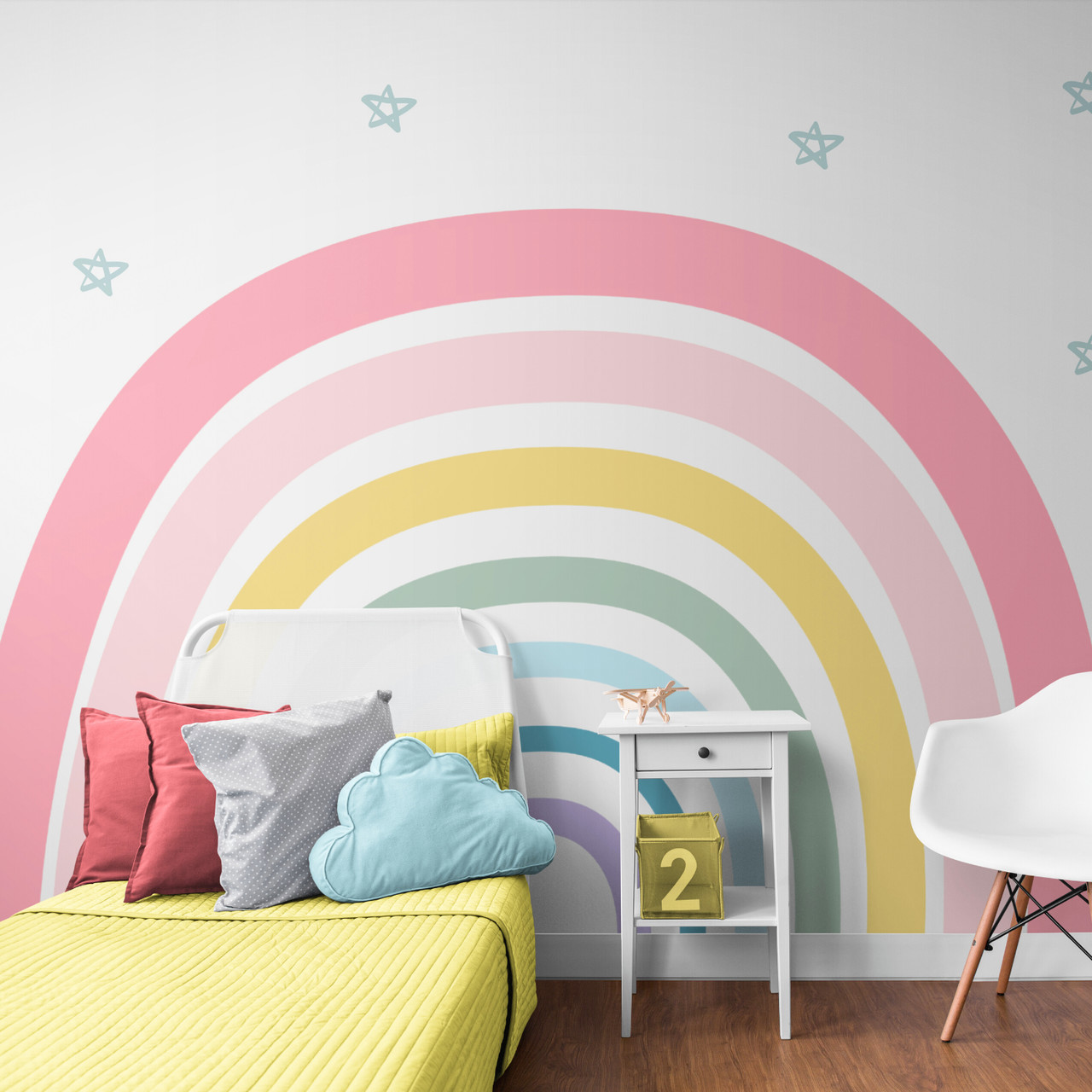 Painel de parede infantil adesivo cores do arco írs