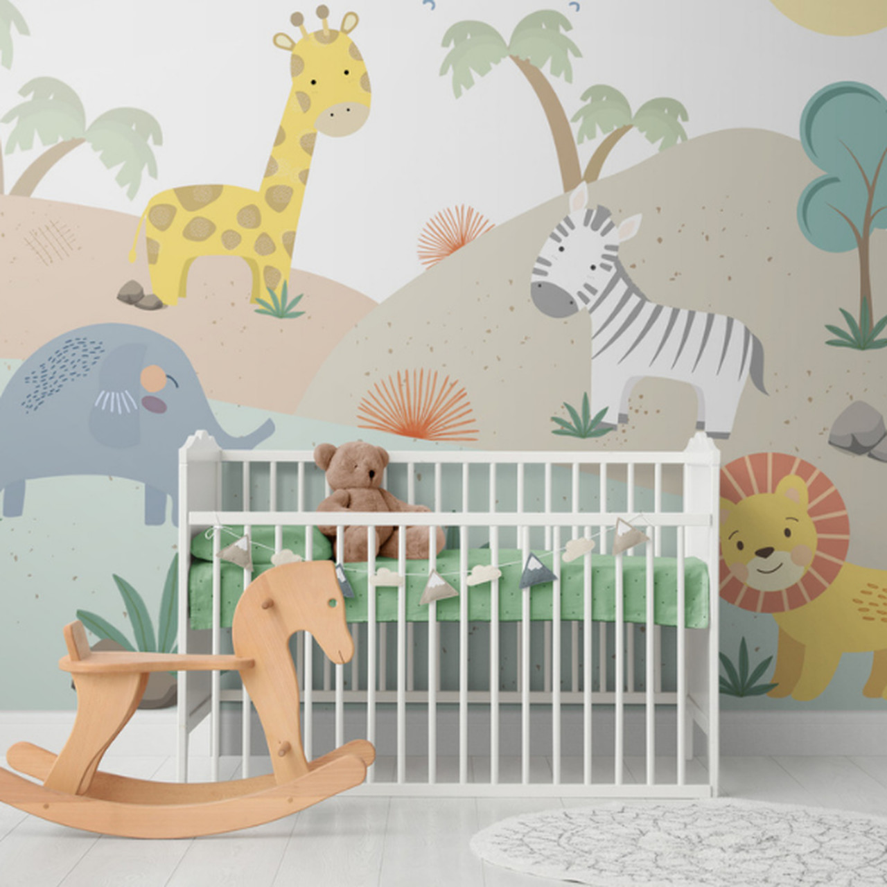 Painel de parede quarto de bebê Safari baby
