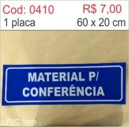Saldão - Placa Identificação Material para Conferência