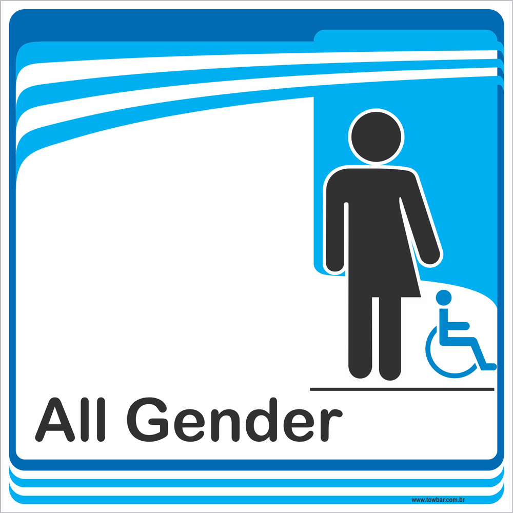 Identificação Banheiro todos os gêneros inclusivo (20x20cm) - Towbar Sinalização de Segurança