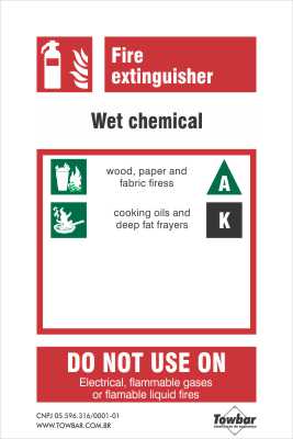 Extintor Classe K - Wet chemical extinguisher