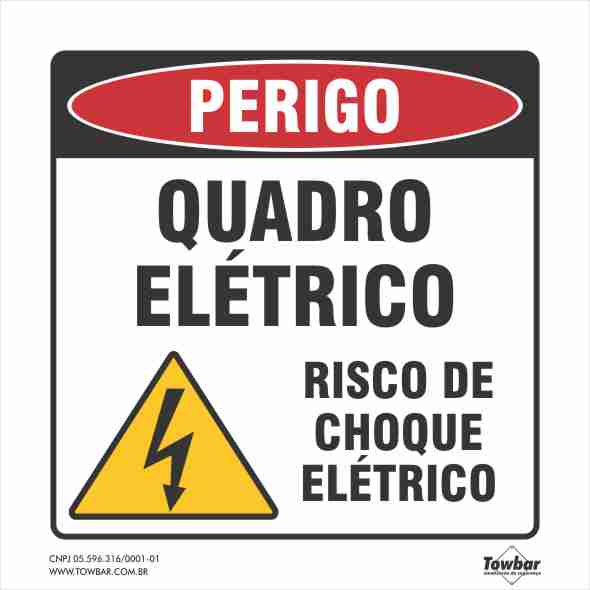 Perigo - Quadro elétrico risco de choque elétrico