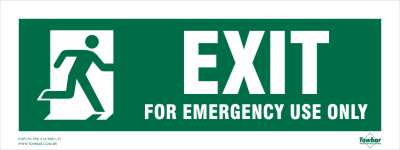 Saída somente para uso em emergência com pictograma de pessoa correndo à esquerda - Exit for emergency use only with running man on left