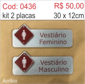 Saldão - Placa de Identificação Vestiário Masculino e Feminino  - Towbar Sinalização de Segurança