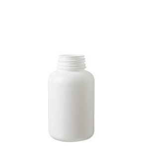 Pote para Cápsula, Plástico, 300ml Branco Leitoso, Com Tampa Rosca Lacre Branca R300 - c/10Unidades Injeplast