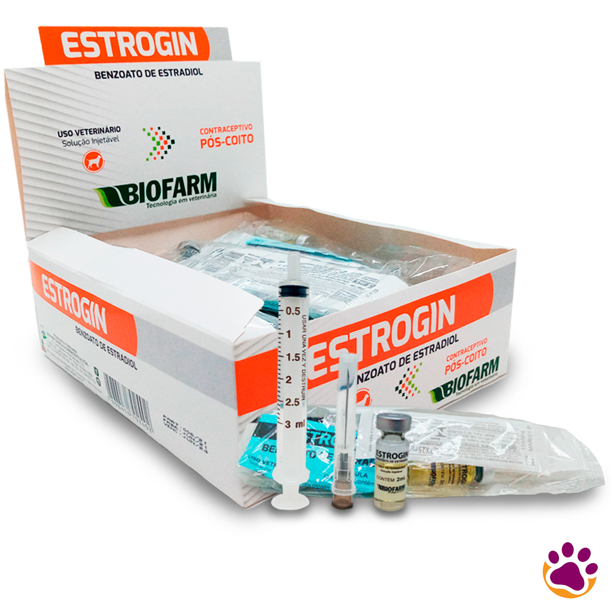 Ampola Estrogin Contraceptivo e Regulador De Cio para Animais - 2ml - Biofarm