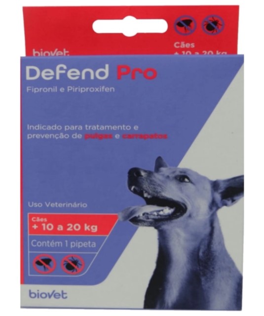 Antipulgas e Carrapatos Defend Pro para Cães - De 10 a 20kg - Biovet