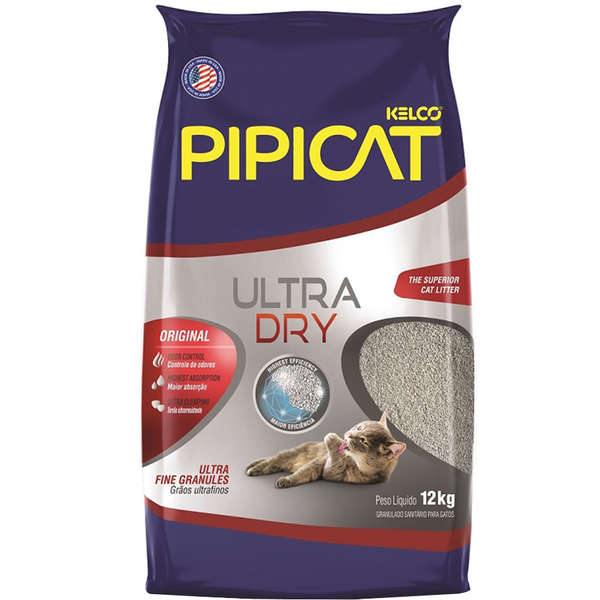 Areia Sanitária Pipicat Ultra Dry para Gatos - 12kg - Kelco