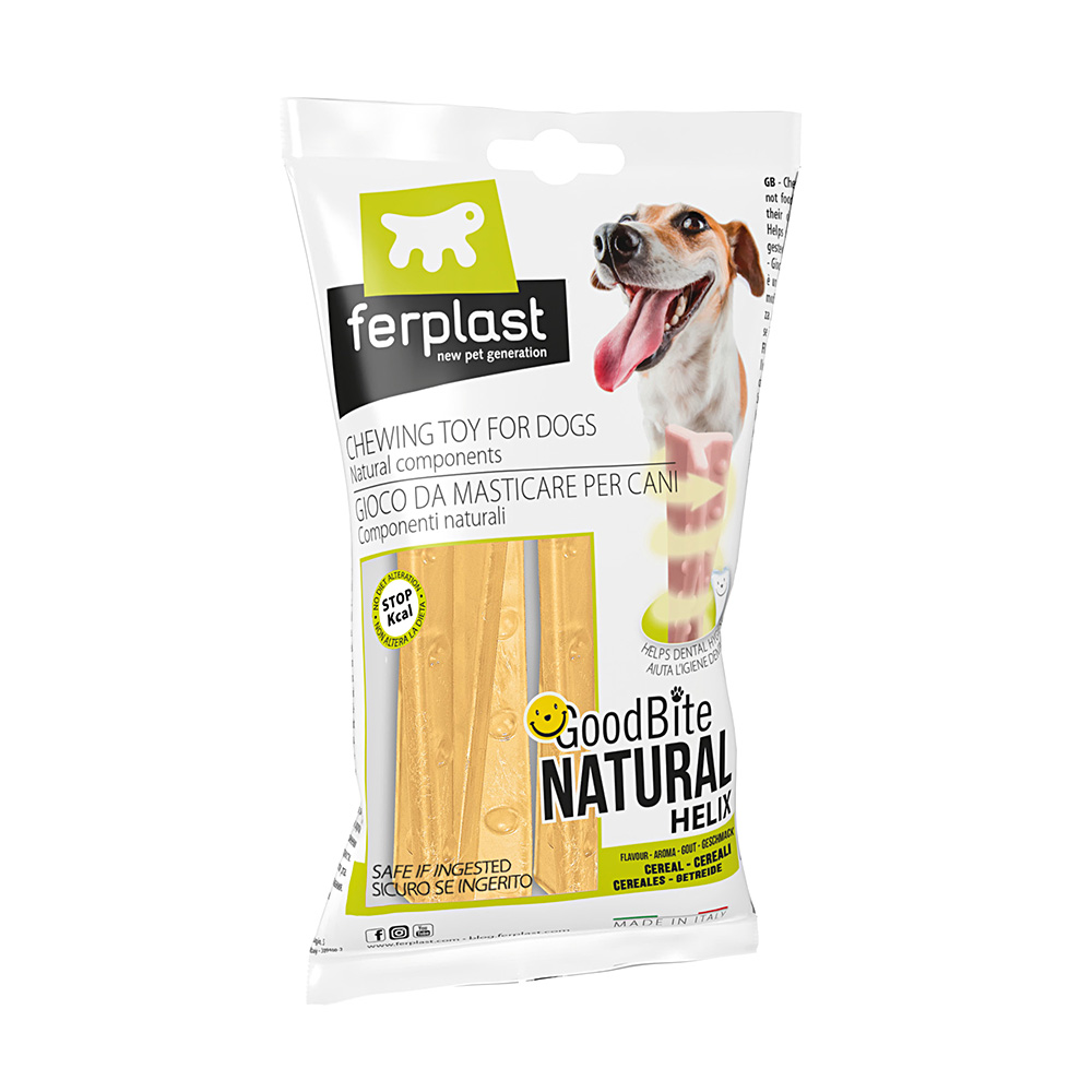 Brinquedo Mastigável GoodBite Natural em Helix para Cães - Sabor Cereal - P - 2 Unidades - Ferplast