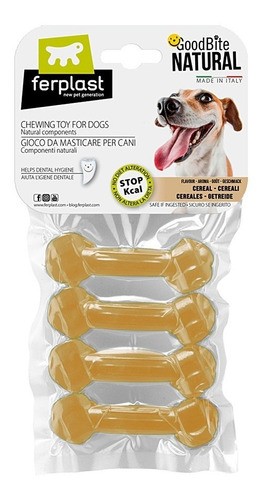 Brinquedo Mastigável GoodBite Natural Ossinho para Cães - Sabor Cereal - PP - 4 Unidades - Ferplast