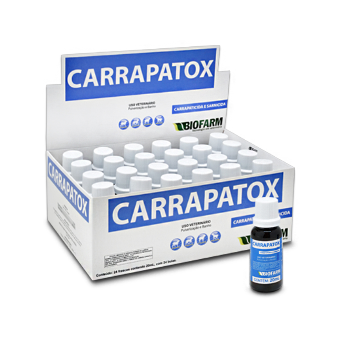Carrapaticida e Sarnicida Carrapatox para Pulverização e Banho para Animais - 20mL - Biofarm