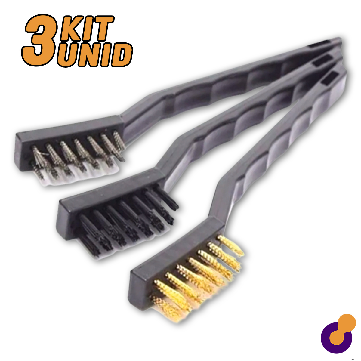 Kit 3 Escovas Para Metal Com Cerdas de Aço - MTX