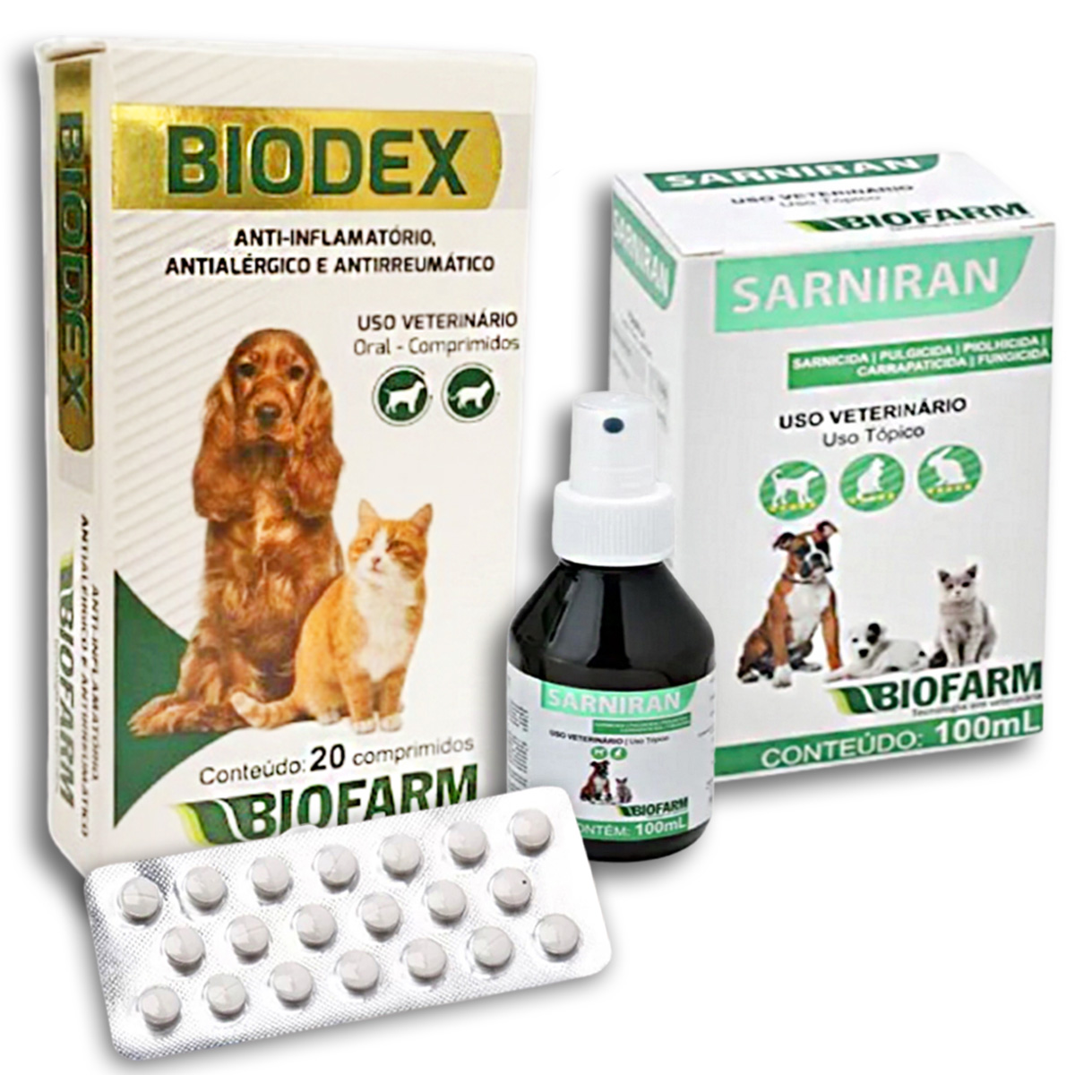 Kit Biodex e Sarniran Anti-Inflamatório e Anti-Parasitas - Biofarm