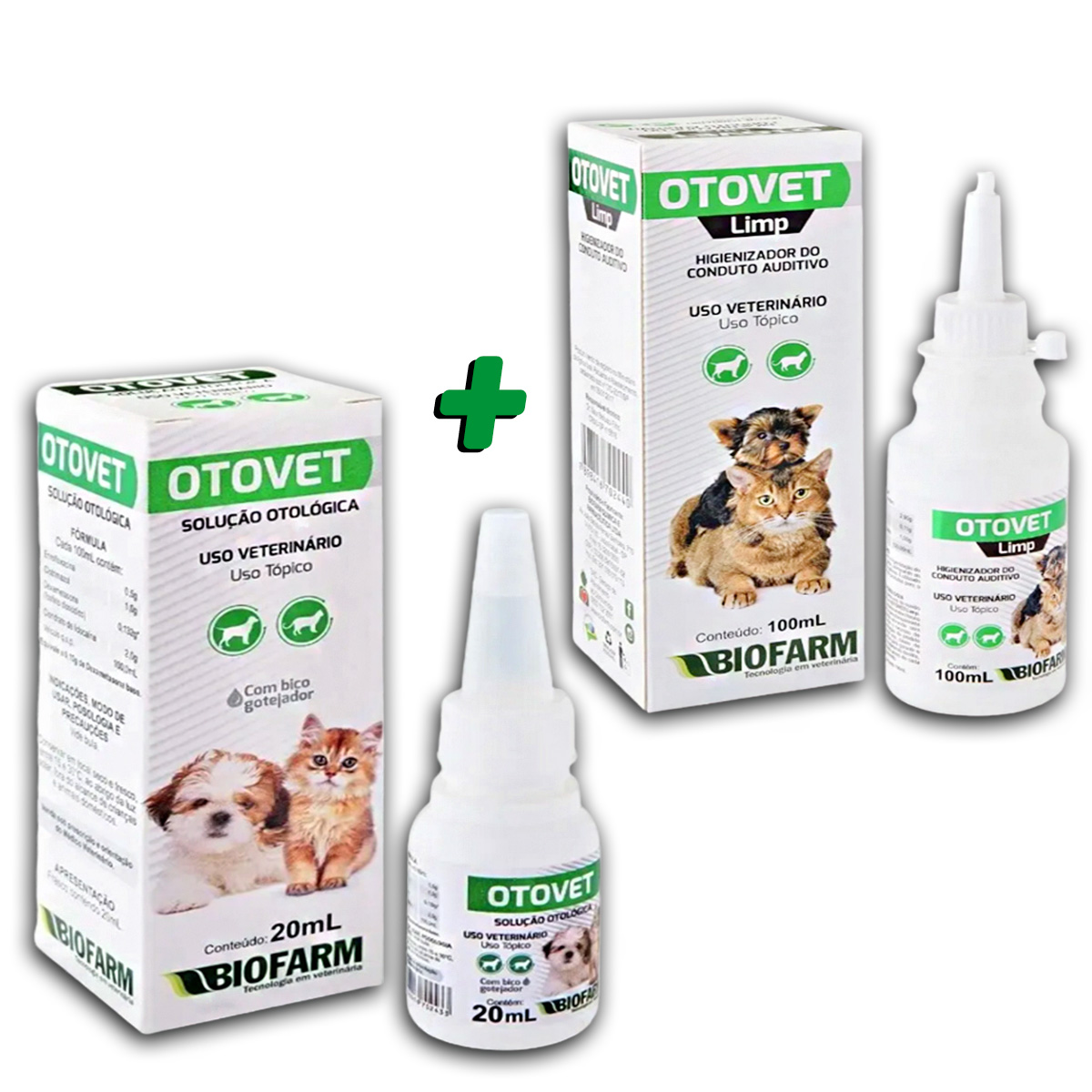 Kit Otovet e Otovet Limp Tratamento Otológico Para Cães e Gatos - Biofarm