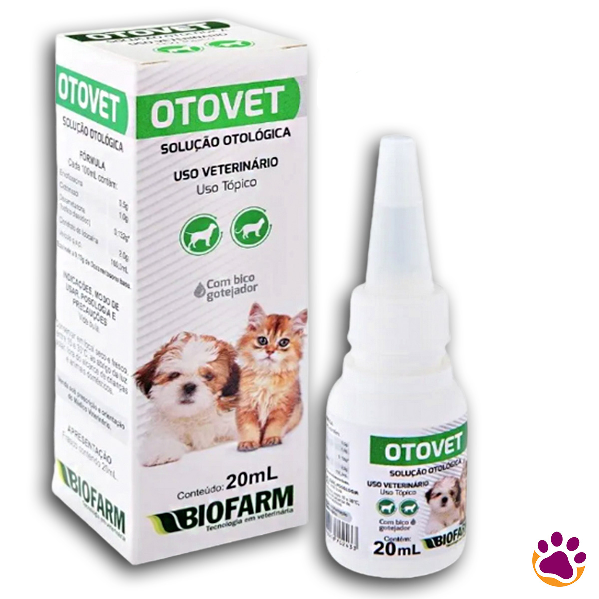 Otovet Solução de Tratamento Otológico para Cães e Gatos - 20mL - Biofarm