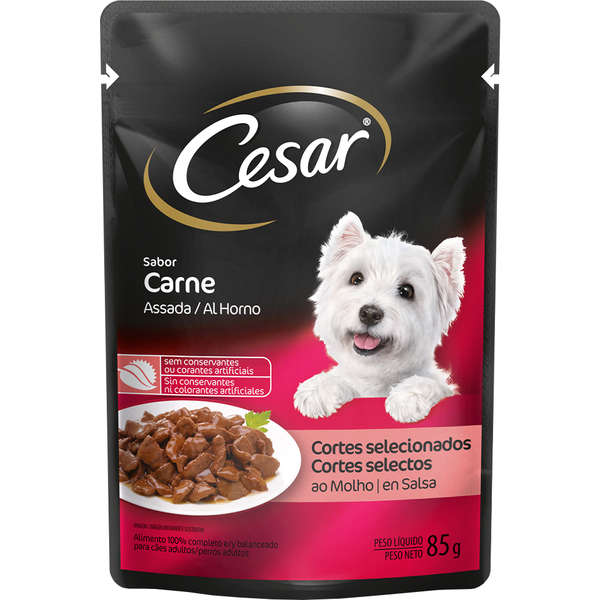 Sachê Ração Úmida Cesar Sabor Carne Assada ao Molho para Cães Adultos - 85g - Waltham