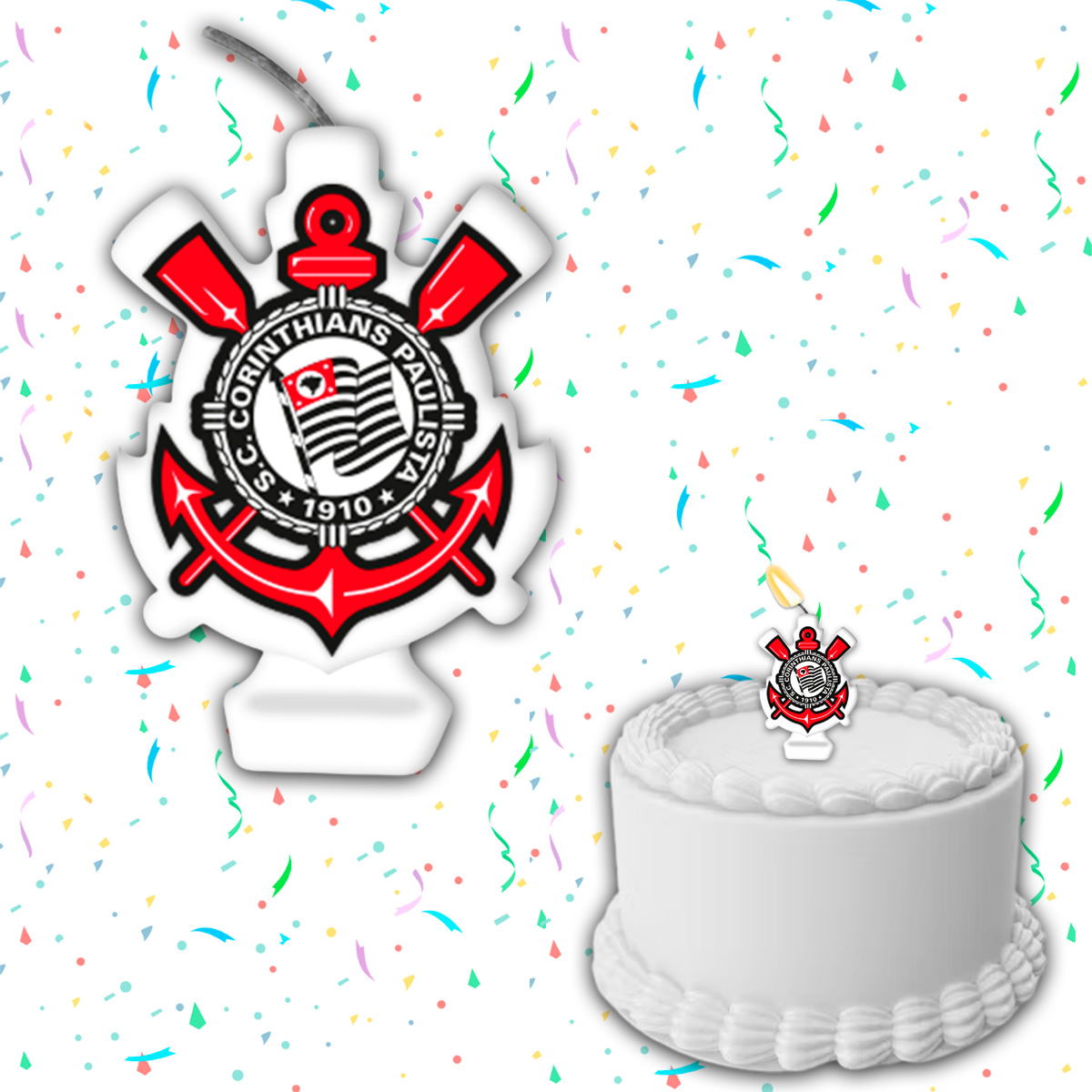 Vela Corinthians Para Bolo de Aniversário - Festcolor