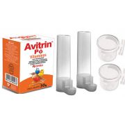 Avitrin Pó Vitamina + 2 bebedouros + 2 porta vitamina para canario