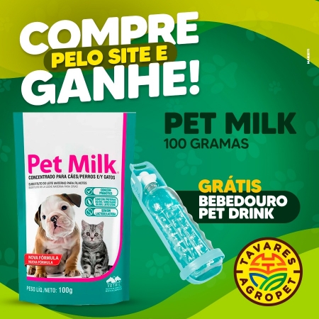 Pet milk com 100 gramas leite para cão e gato filhote + brinde gratis