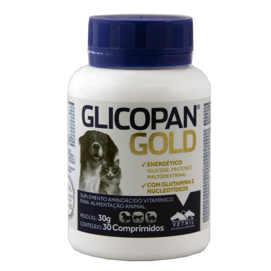 Glicopan Gold Vetnil Para Cães E Gatos 30 Comprimidos