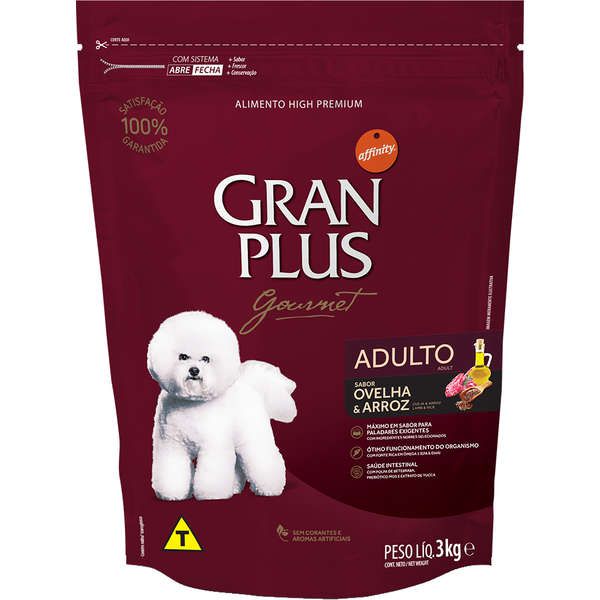 Ração Gran Plus Gourmet Cães Adultos pequeno porte Ovelha - 3kg