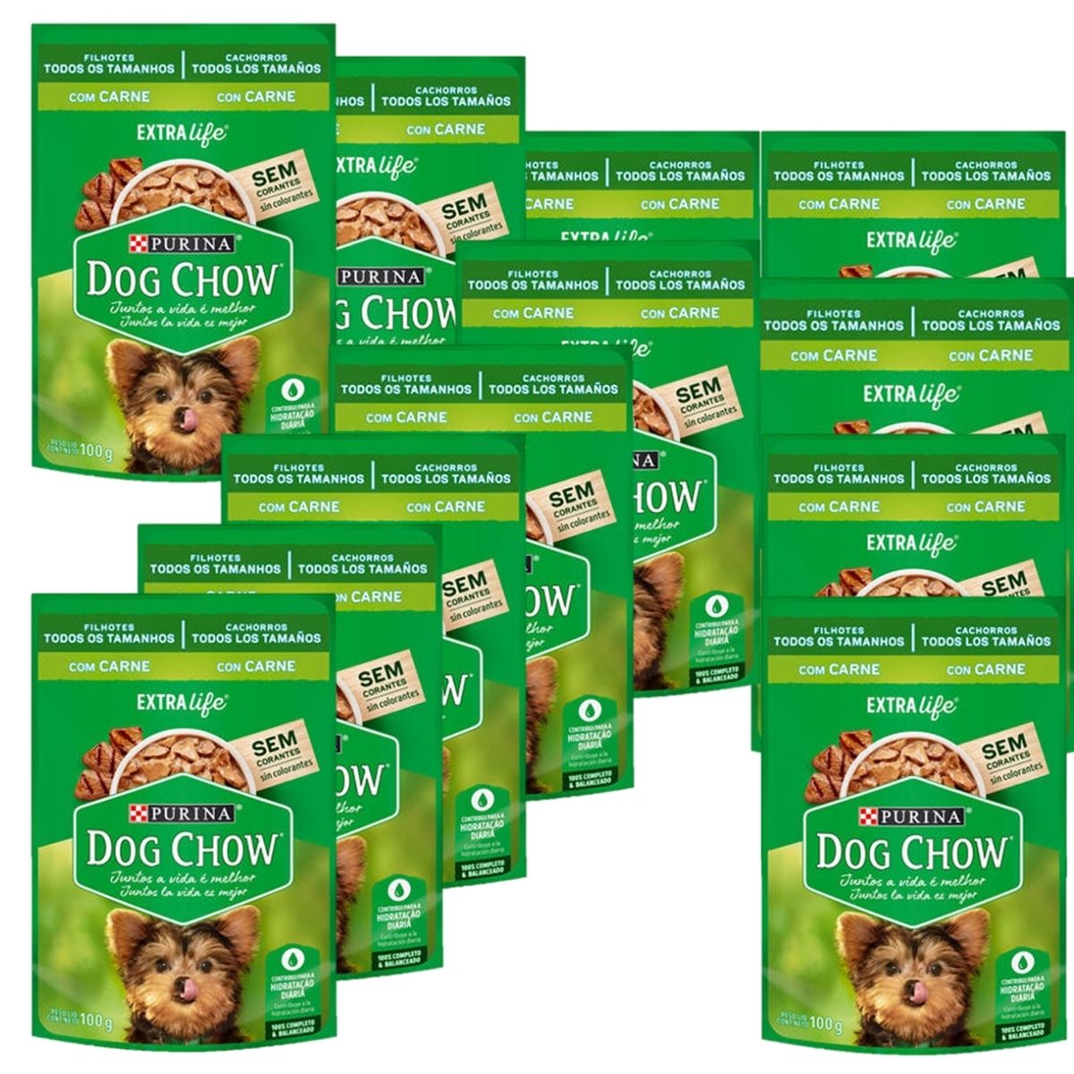 Sachê Dog Chow Cães filhotes sabor carne 12 unidades