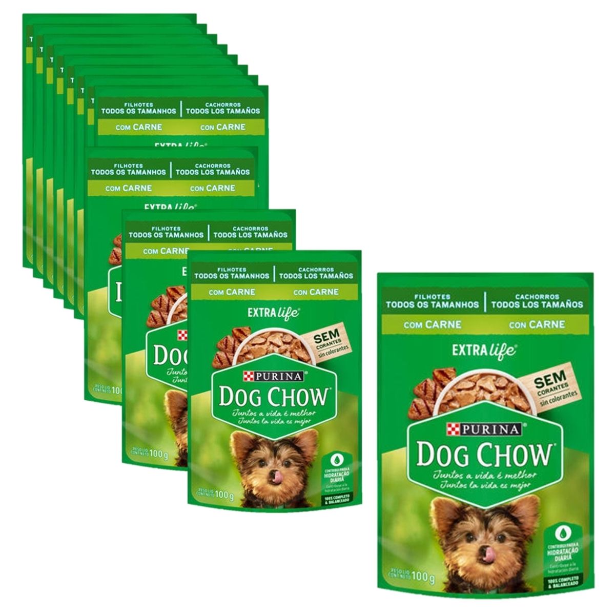 Sachê Dog Chow Cães filhotes sabor carne 12 unidades