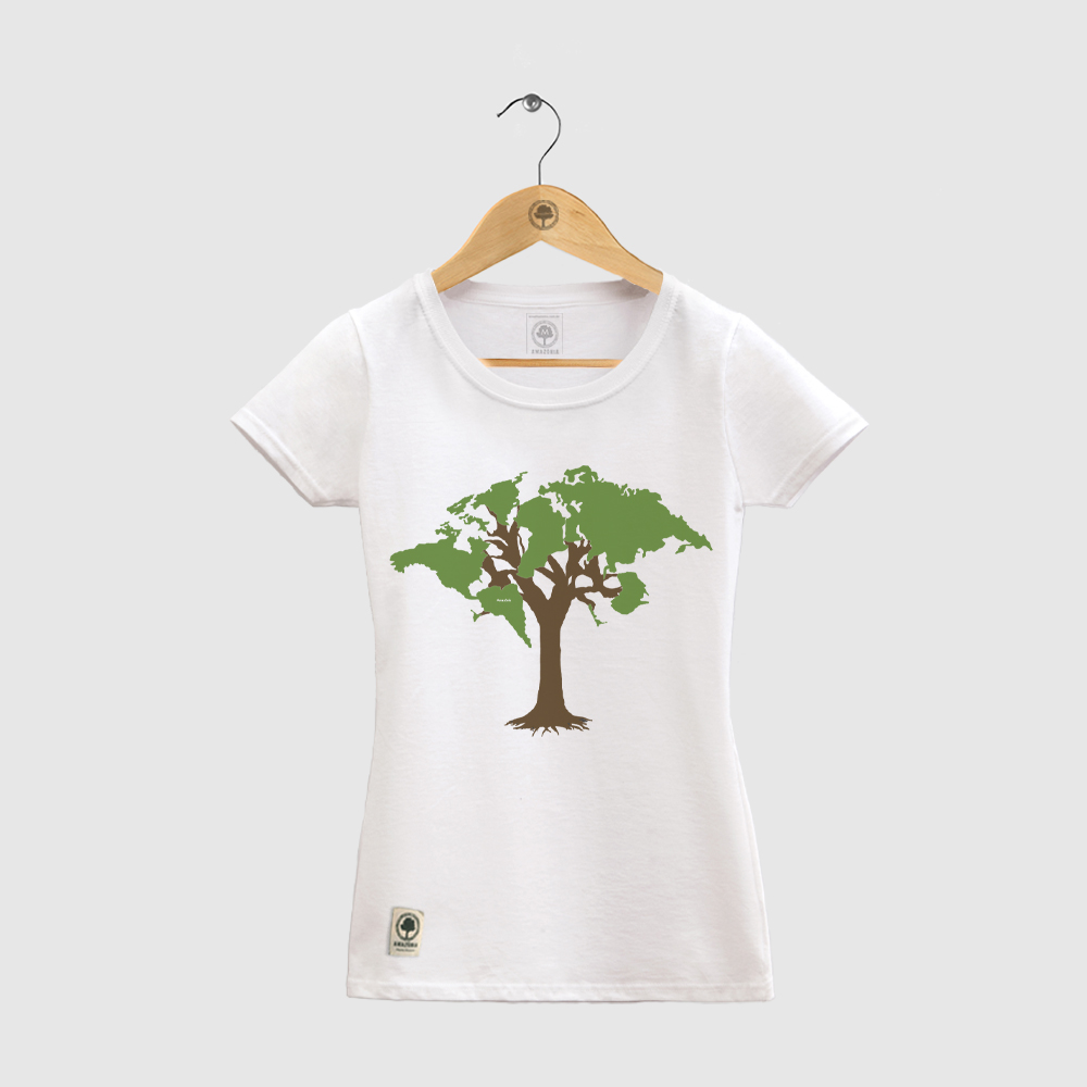 Camiseta Feminina Amazônia WORLD TREE - BRANCO