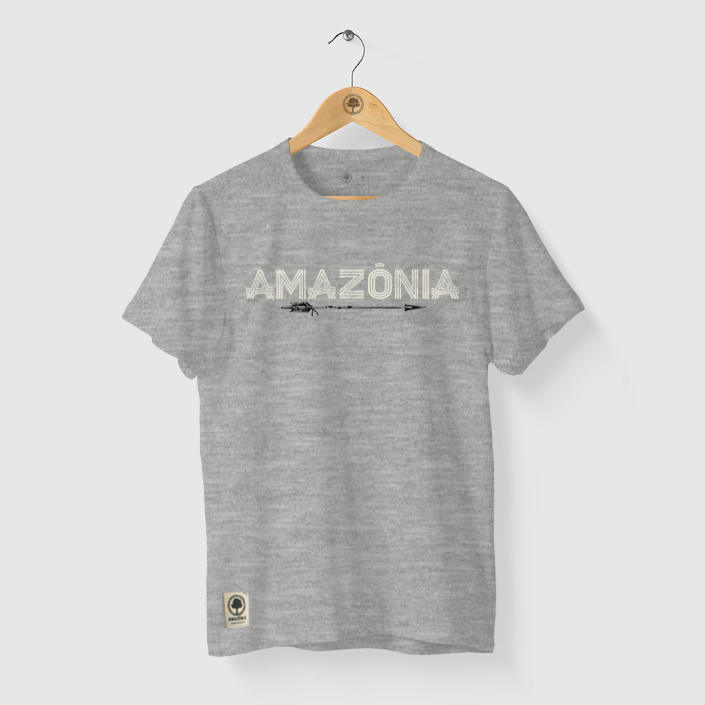 Camiseta Amazônia FLECHA GRÁFICA - MESCLA CINZA