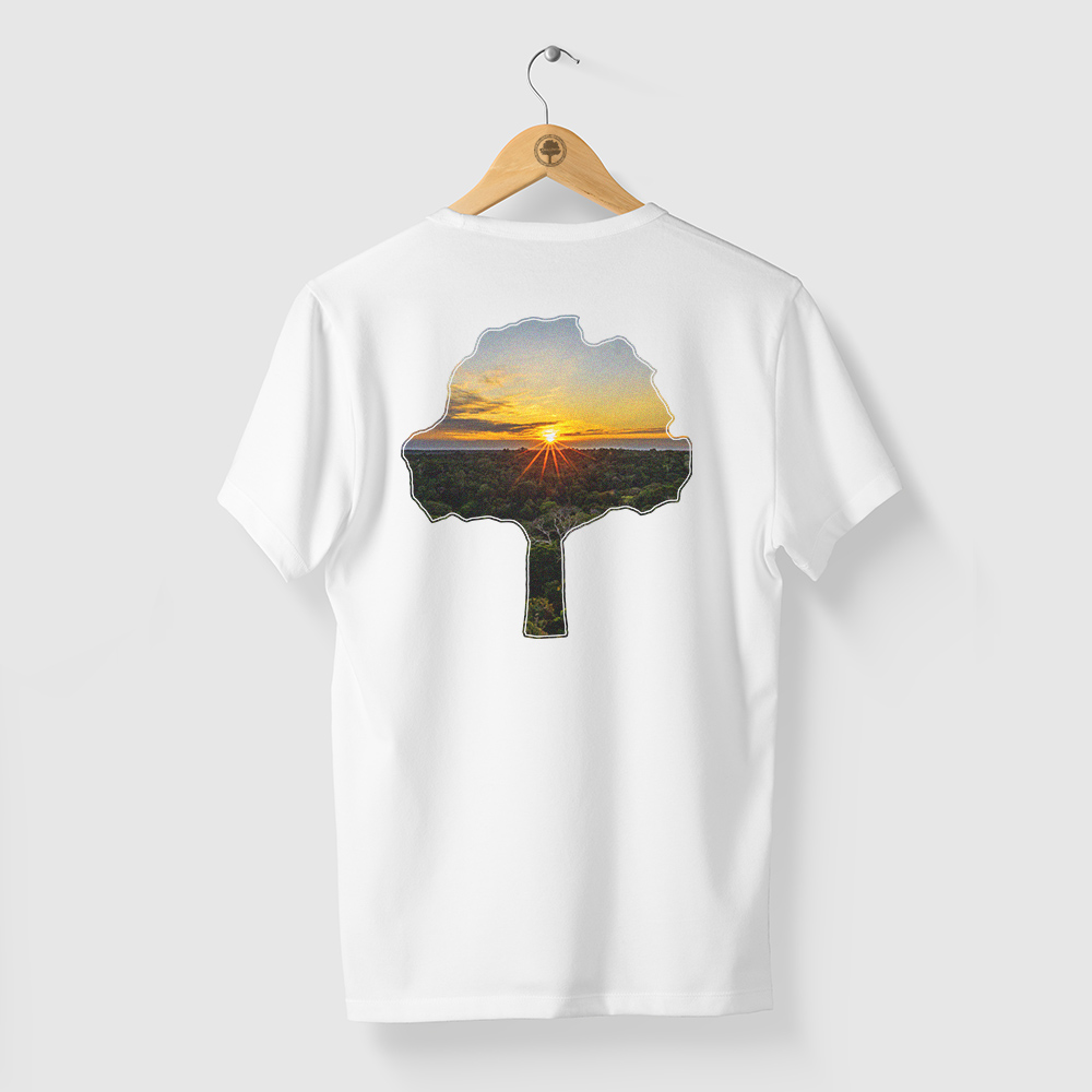 Camiseta Amazônia PÔR DO SOL NA FLORESTA - BRANCO