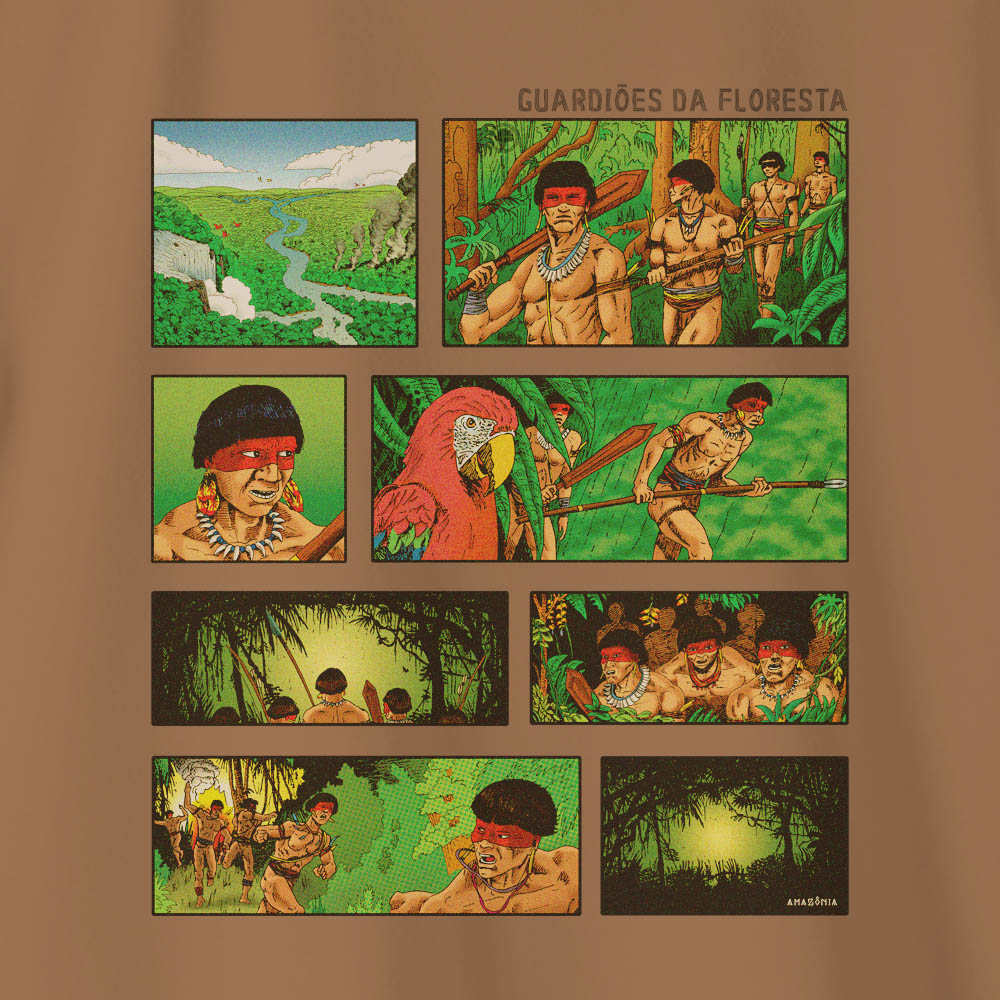 Camiseta Amazônia QUADRINHOS - MARROM
