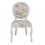 Cadeira de Jantar Medalhão Provençal Branco e Estampa Listrado Floral
