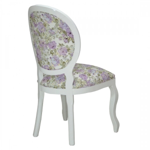 Cadeira Estofada de Jantar Medalhão Branco e Estampa Floral