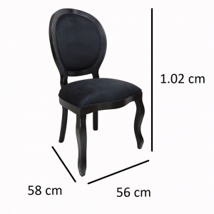 Kit 2 Cadeiras para Sala de Jantar de Luxo Medalhão Preto